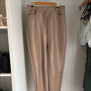 Stylish Tan Faux Leather Pants